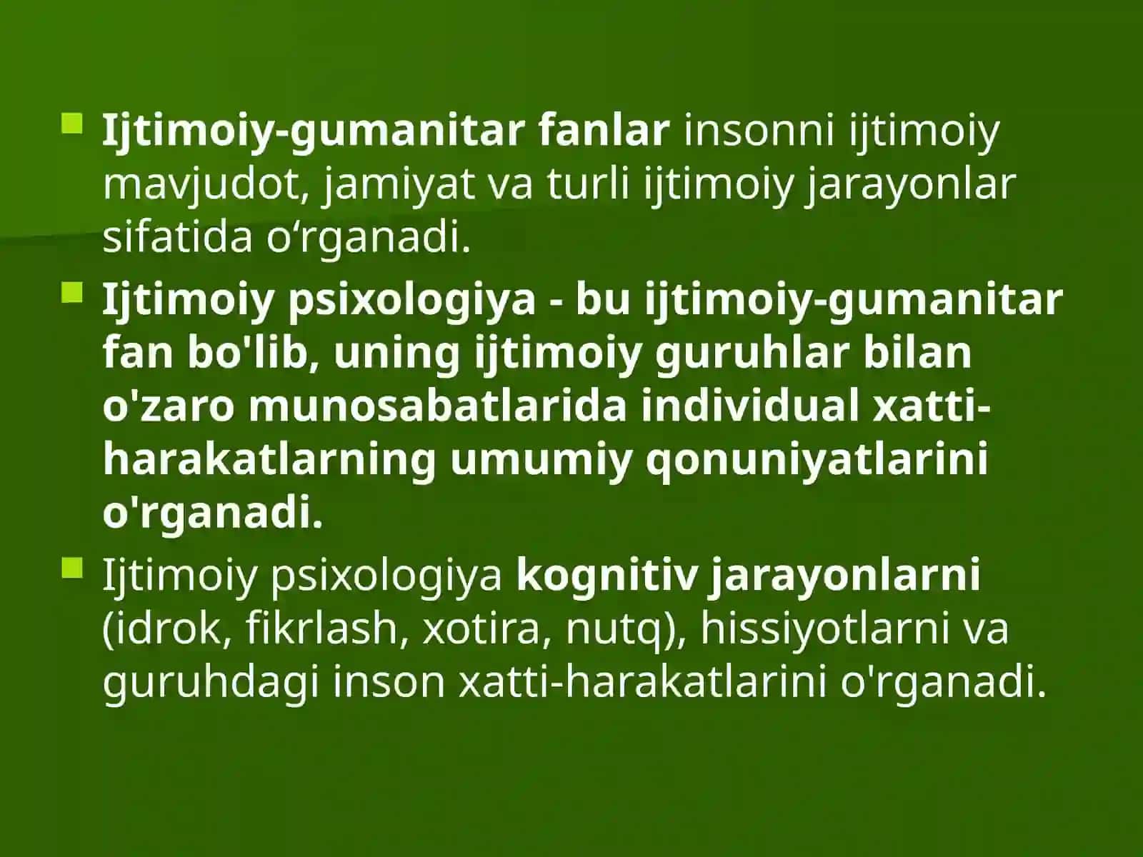 Ijtimoiy-gumanitar bilimlar tizimida ijtimoiy psixologiya 2