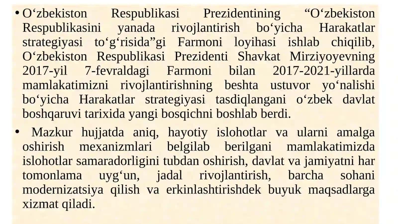 O‘ZBEKISTON RESPUBLIKASINI RIVOJLANTIRISHDA HARAKATLAR STRATEGIYASINING TUTGAN O‘RNI. 2