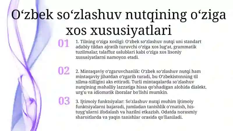 O'Zbek So'Zlashuv Nutqining O'Ziga Xos Xususiyatlari 2