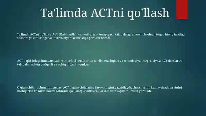 Innovatsion O'Qitishda Aktdan Foydalanish 2