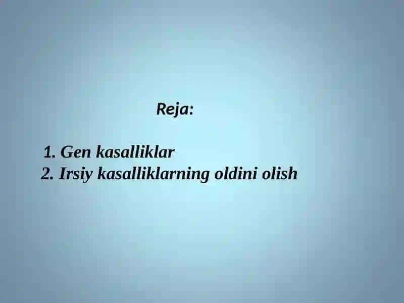Odamdagi gen kasalliklari 2