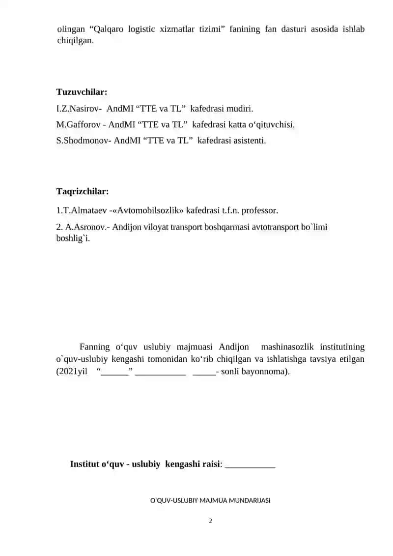 Qalqaro logistic xizmatlar tizimi 2