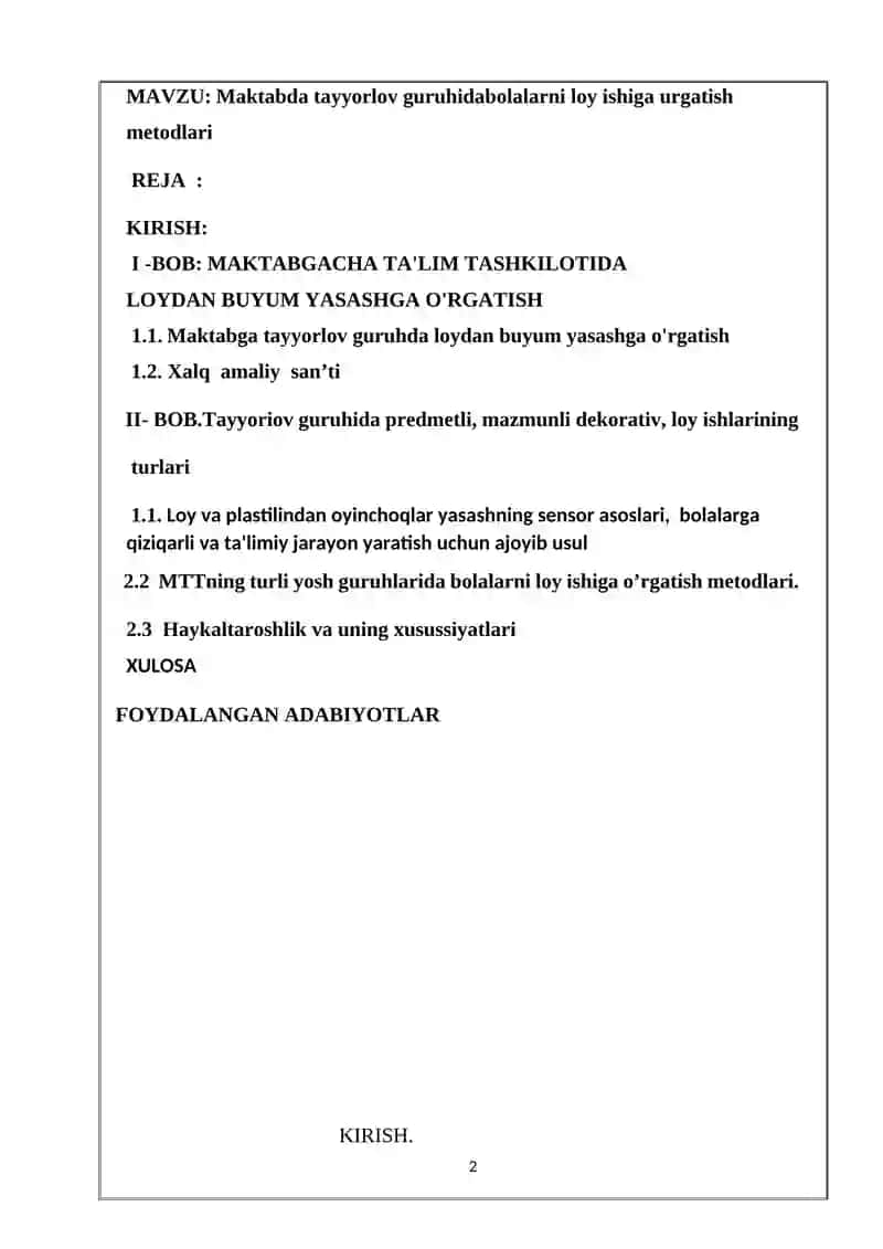 Maktabda tayyorlov guruhida bolalarni loy ishiga urgatish metodlari 2