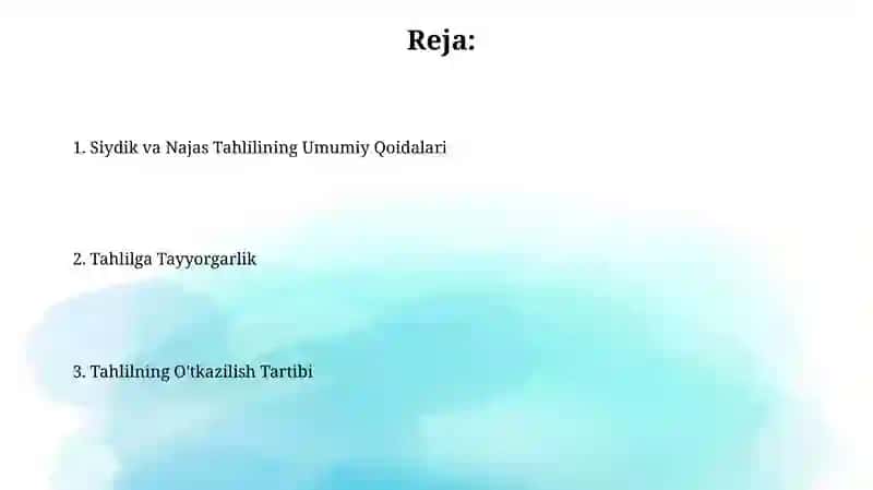 Siydik va Najas Tahlilining Umumiy Qoidalari 2