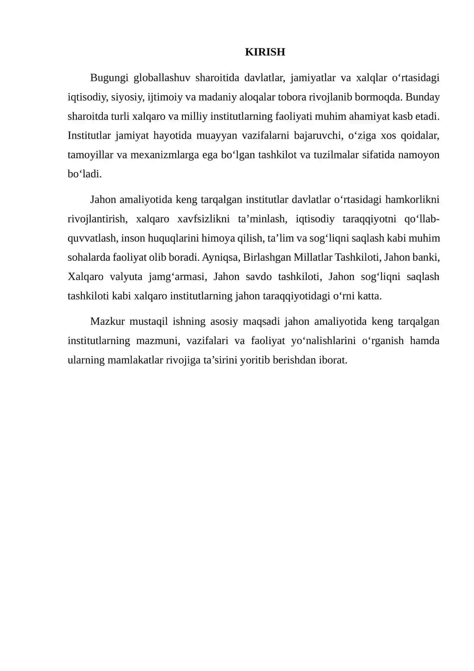JAHON AMALIYOTIDA KENG TARQALGAN INSTITUTLAR FAOLIYATINI O‘RGANISH 2