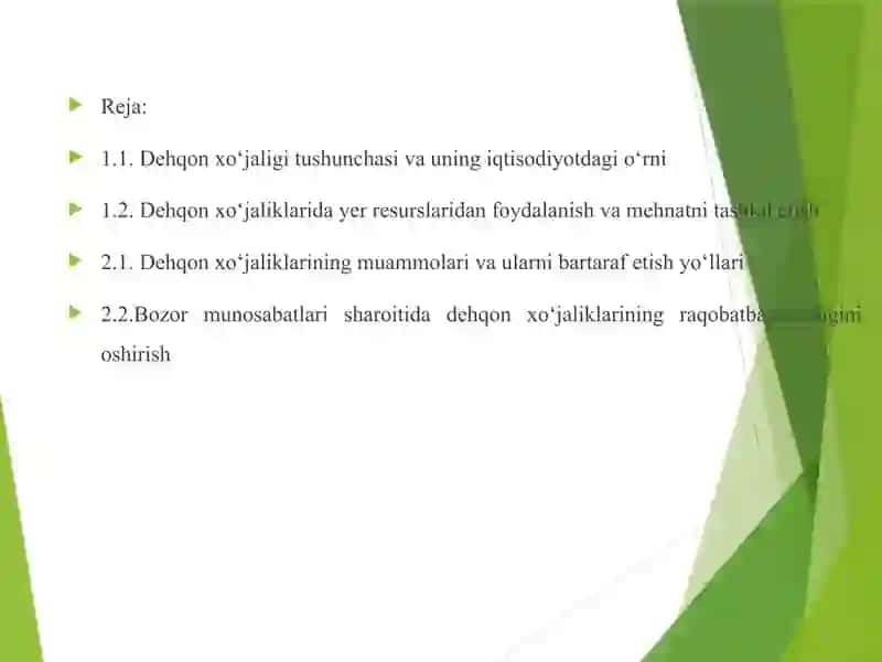 Dehqon xoʻjaliklarining tashkiliy-iqtisodiy asoslari 2
