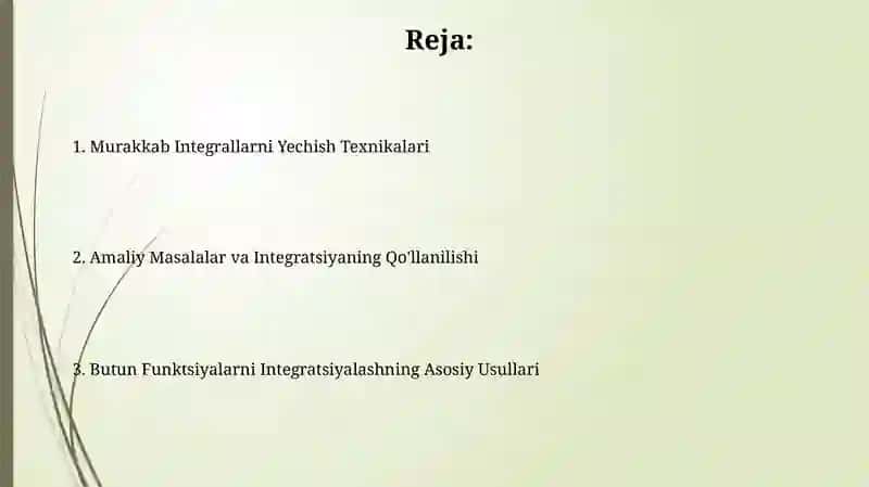 Integral Funktsiyalarni Integratsiyalash 2