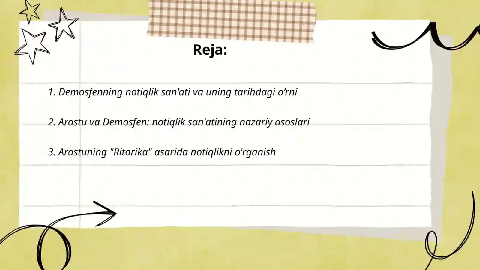 Arastuning "Ritorika" asarida notiqlikni o'rganish 2