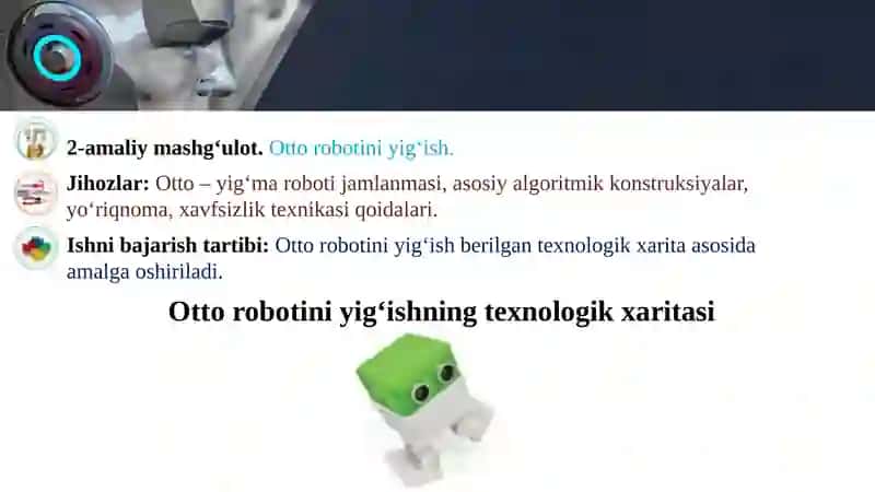 Ottorobotini yig'ishning texnologik xaritasi 2