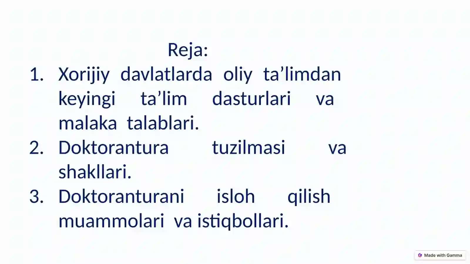 O'zbekiston oliy ta'limidan keyingi ta'lim va ilmiy-pedagogik kadrlartayyorlash 2