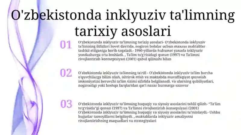 Oʻzbekistonda Inklyuziv Talimning Meyoriy Huquqiy Bazasini Tahlil Etish 2