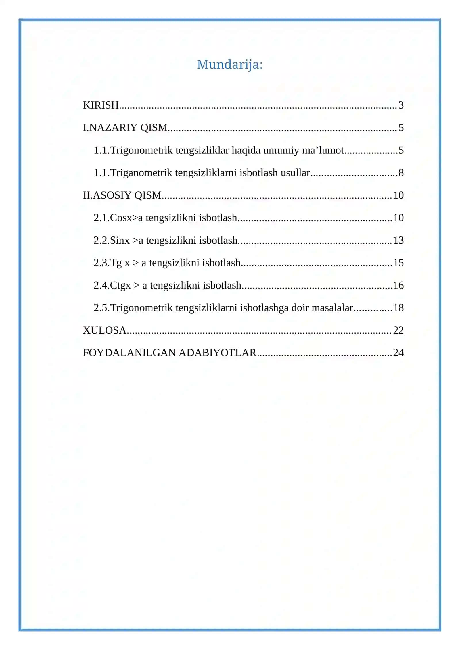 Trigonometrik tengsizliklarni isbotlash 2