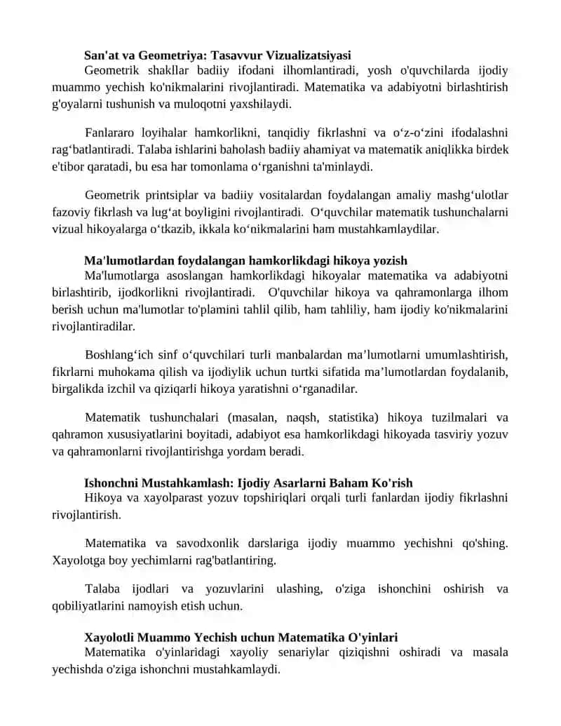 Ijodiy fikrlashni rivojlantirish boshlang'ich sinf o'quvchilari uchun 2