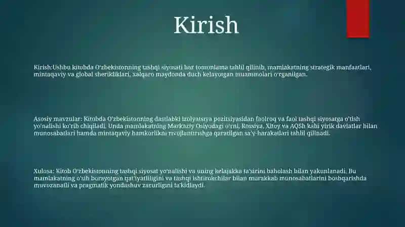 Korxonalarning Tashqi Siyosat Tahlili 2