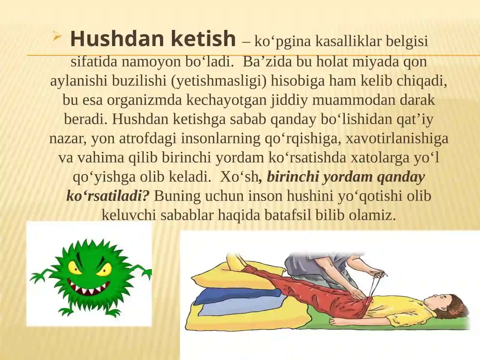Hushidan ketish.Kollaps. Tez yordam ko'rsatish 2