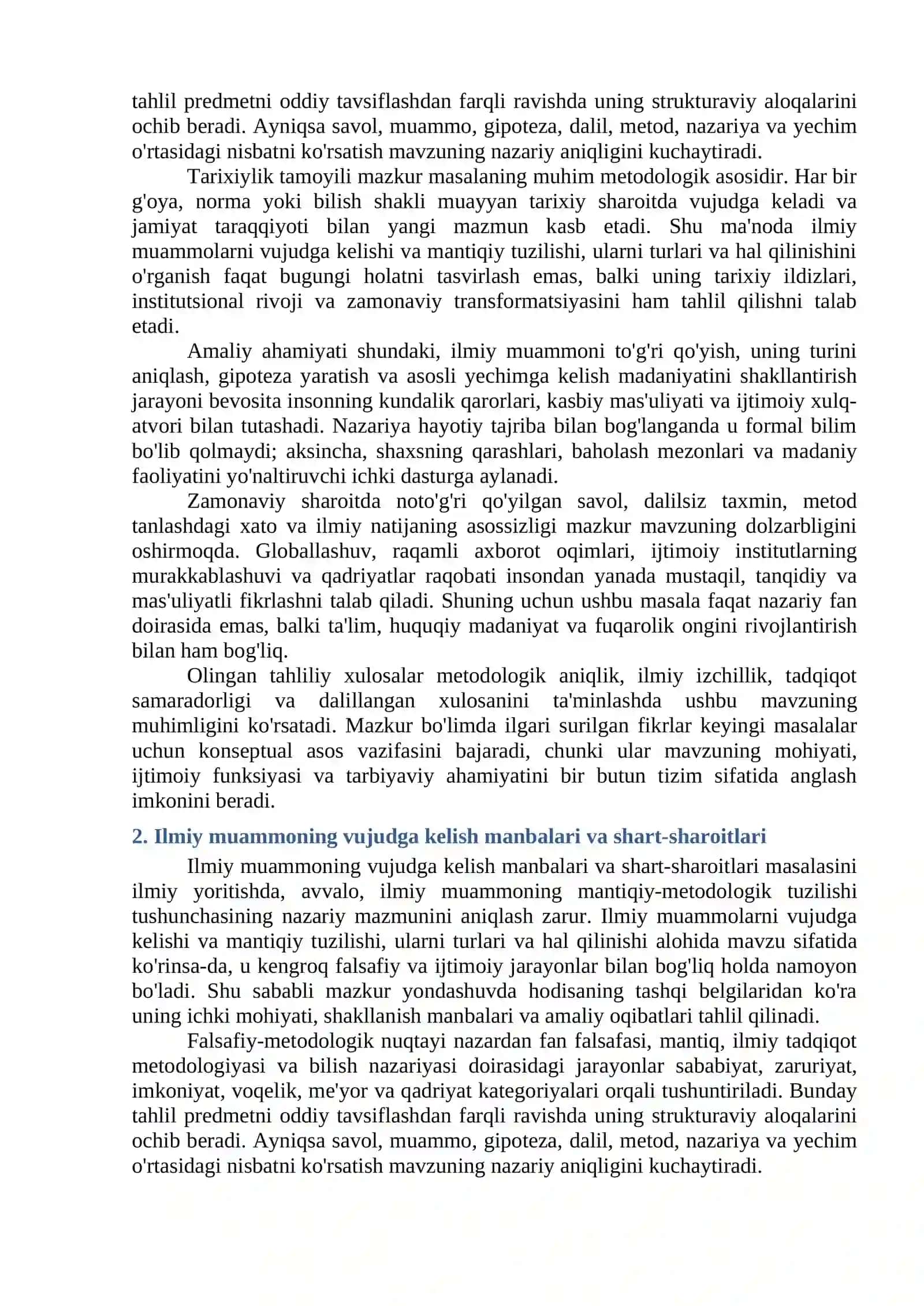 Ilmiy Muammolarni Vujudga Kelishi va Mantiqiy Tuzilishi 2