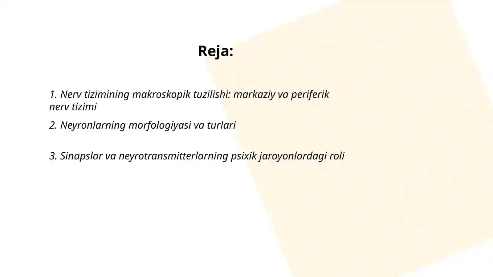 Nerv tizimi tuzilishi va uning psixik jarayonlardagi roli 2