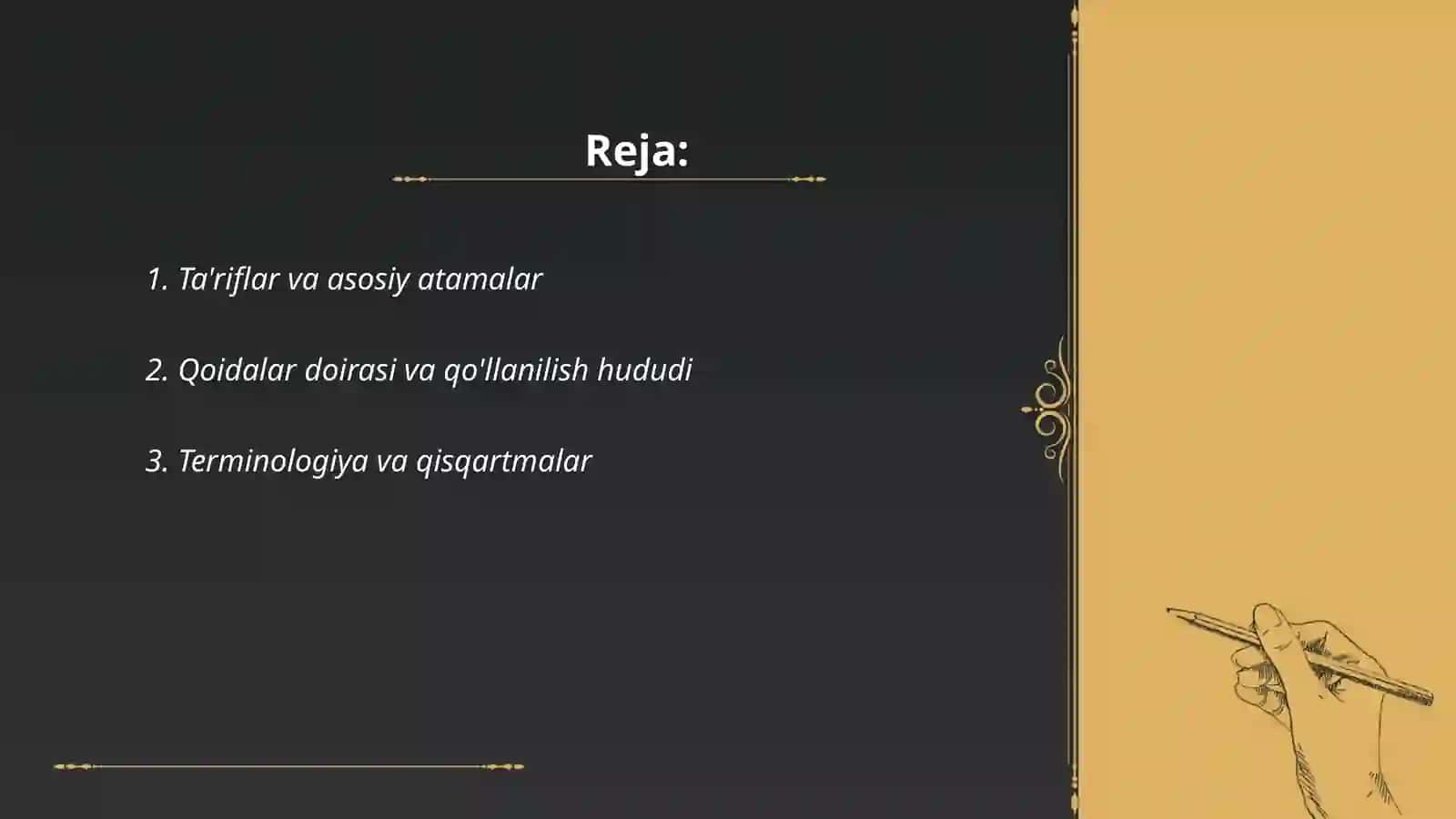 UMUMIY QOIDALAR.QOIDALARDA QO'LLANILGAN ASOSIY TUSHUNCHA VA ATAMALAR 2