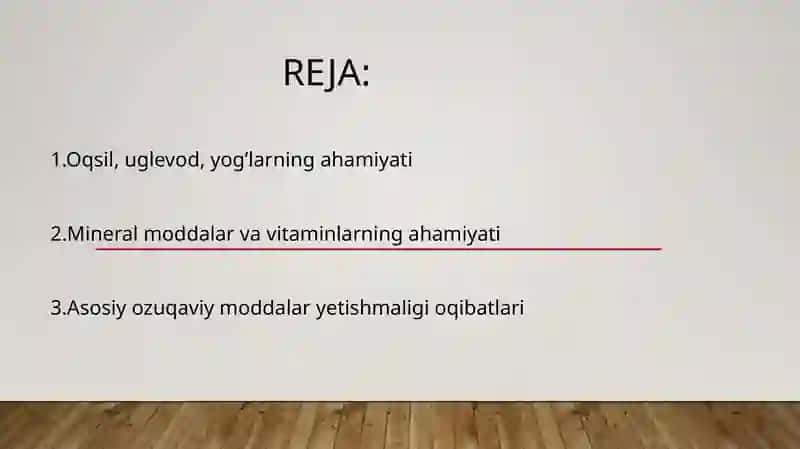 oqsil, uglevod, yogʻ, vitamin 2