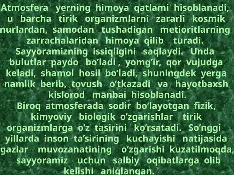 Atmosfera havosini muhofaza qillish yo’llari 2