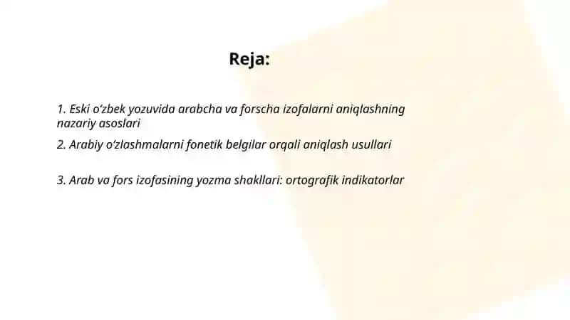 Eski oʻzbek yozuvidagi matn tarkibidan arabiy oʻzlashmalarni aniqlash usullari 2