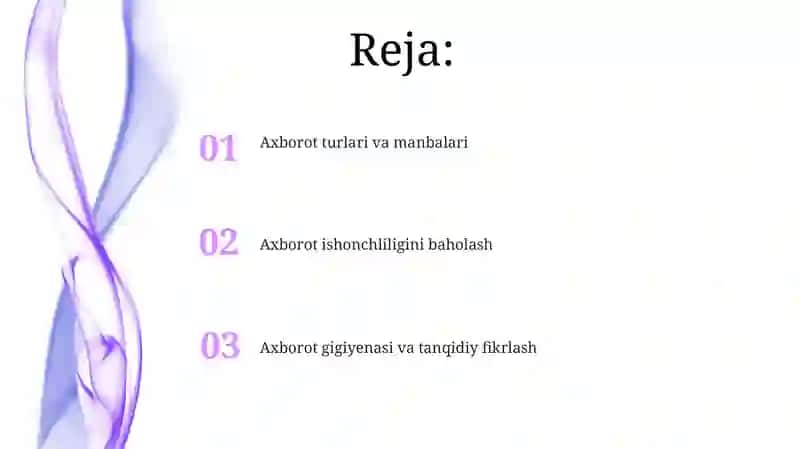 Axborot turlari va uning ishonchliligi 2