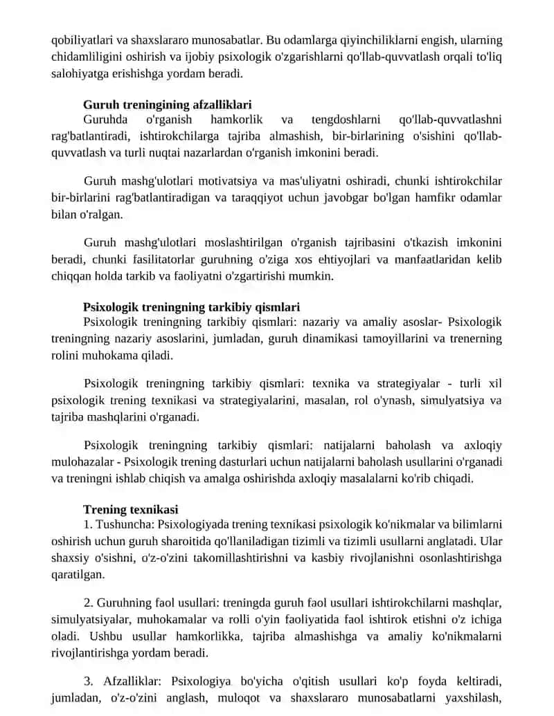 Psixologik Trening Psixologik Faoliyatda Guruhiy Faol Usul Sifatida 2