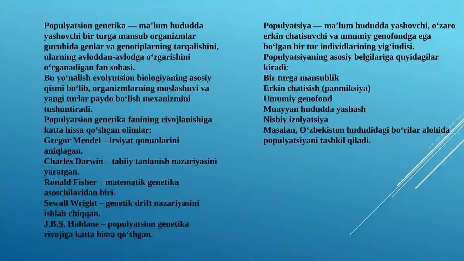 Populyatsion genetika va molekular evolyutsiya.Populyatsiyalarda genlar va genotiplar chastotasi. 2
