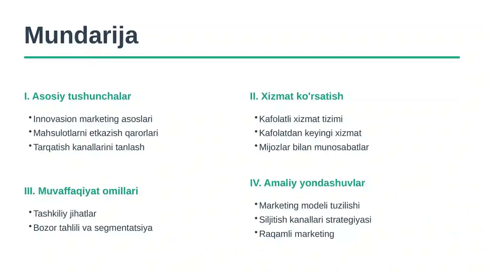 Innovasion mahsulotlarni iste'molchilarga etkazish 2