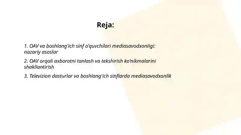 OAV va boshlang'ich sinf o'quvchilari mediasavodxonligi: nazariy asoslar 2