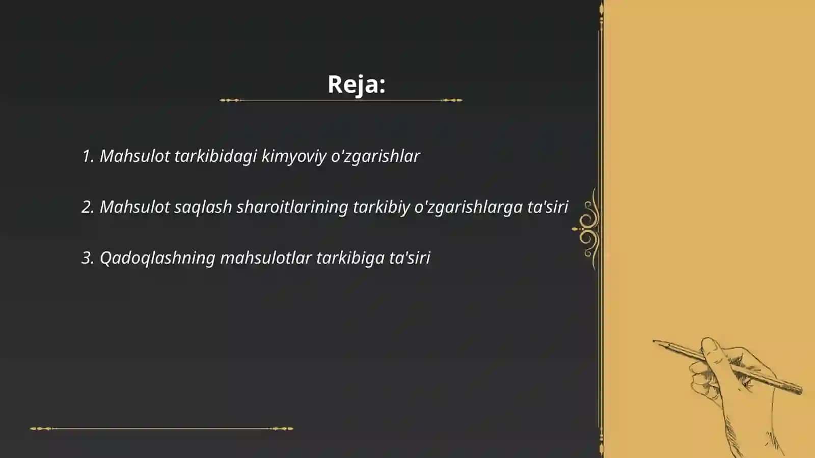 Mahsulotlar tarkibidagi strukturaviy o'zgarishlar tahlilli 2