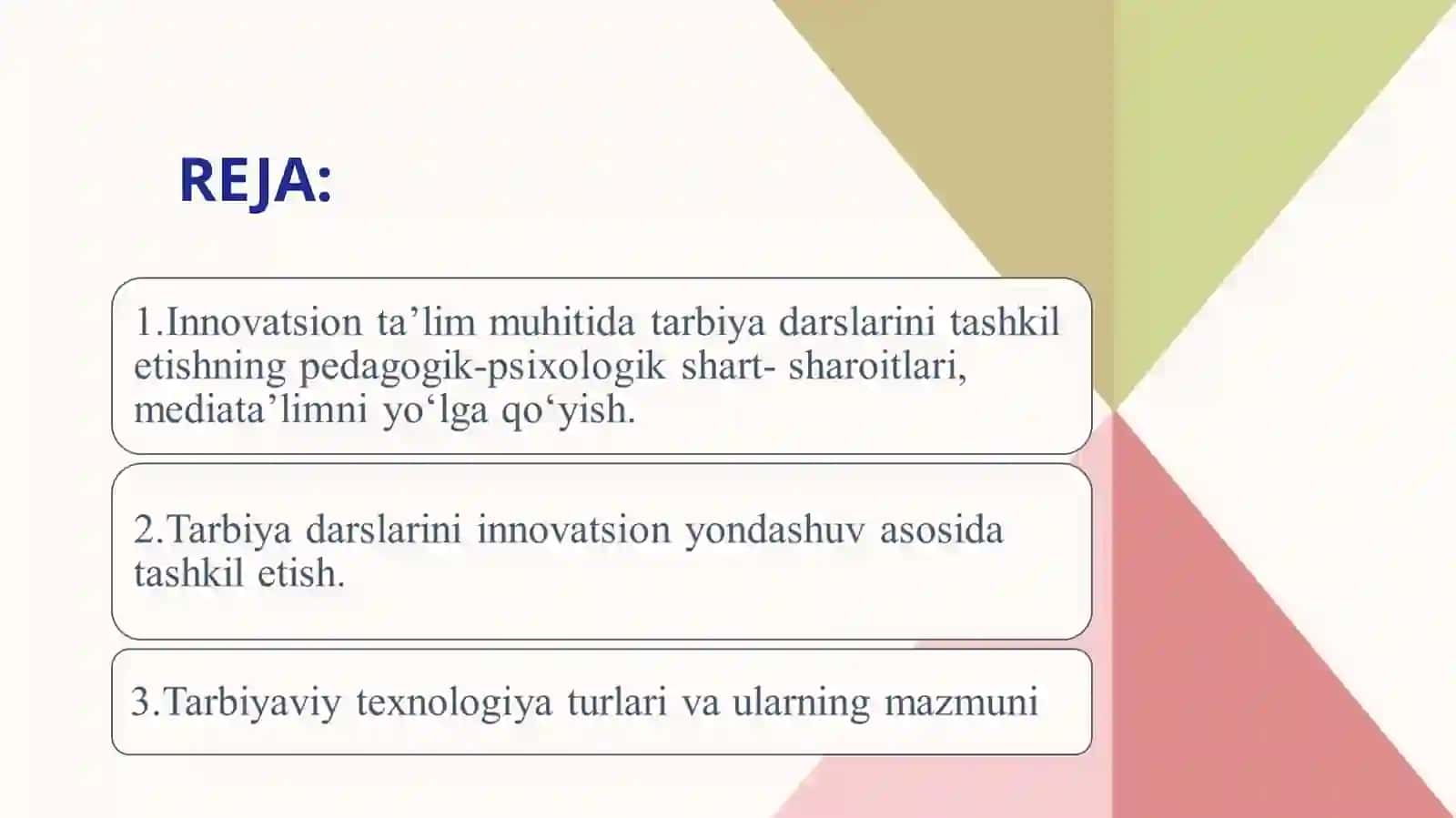 BOSHLANĜICH TA'LIMDA "TARBIYA" DARSLARINI TASHKIL ETISHDA INNAVATSION YONDASHUVLAR 2
