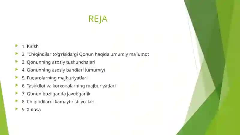 Chiqindilar to‘g‘risidagi qonun bandlarini o‘rganish 2