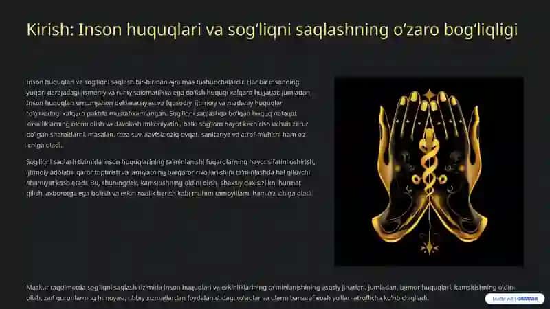 Sogʻliqni saqlash tizimida inson huquqlari va erkinliklarining ta'minlanishi 2
