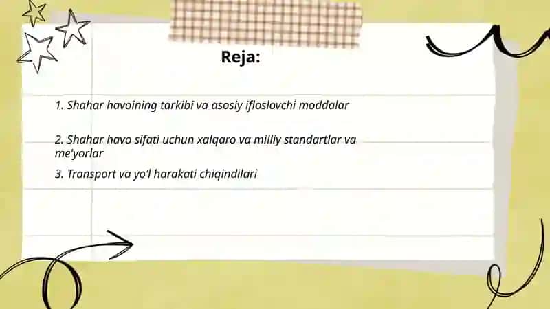 Shahar havi tarkibi va sifati 2