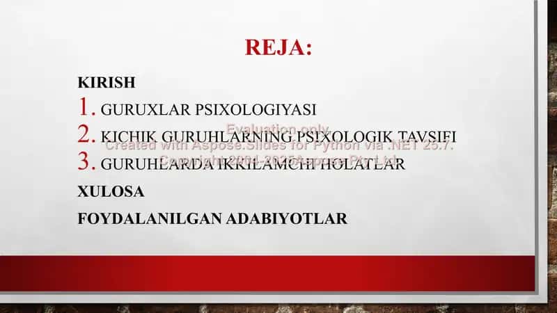 Kichik guruhlar psixologiyasi 2