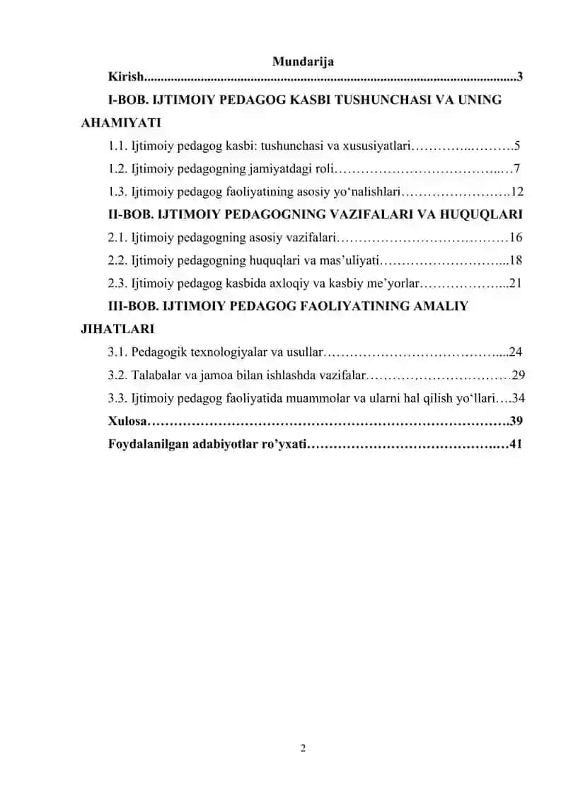 Ijtimoiy pedagog kasbi va uning vazifalari va huquqlari. 2