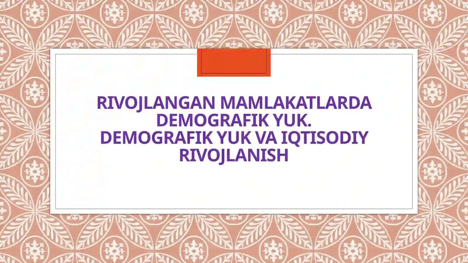 Demografiya va inson kapitali fanidan mustaqil ishi 2