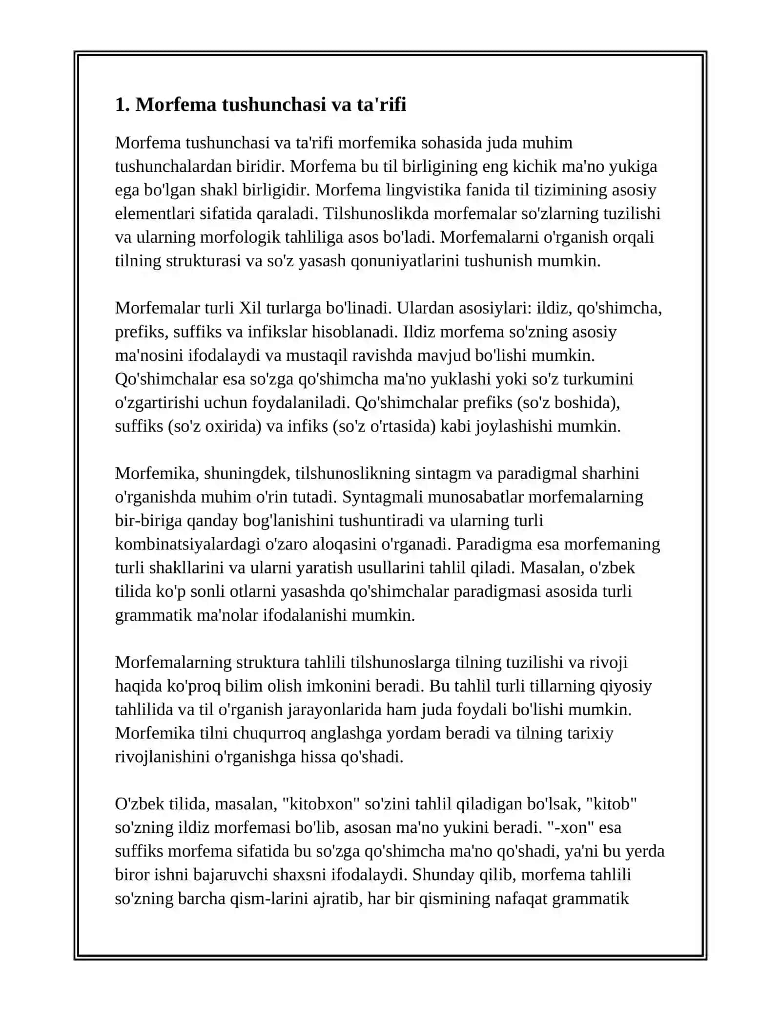 MORFEMIKA HAQIDA UMUMIY MA'LUMOT 2