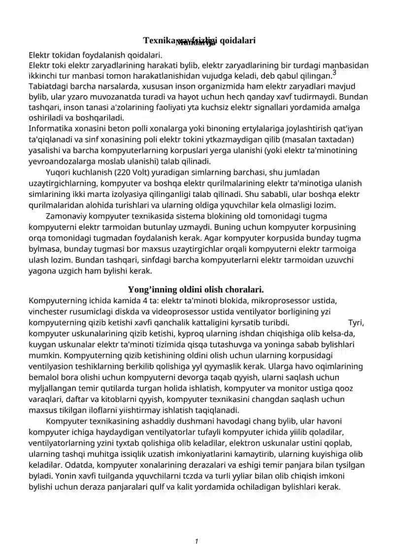 Texnika xavfsizligi qoidalari 2