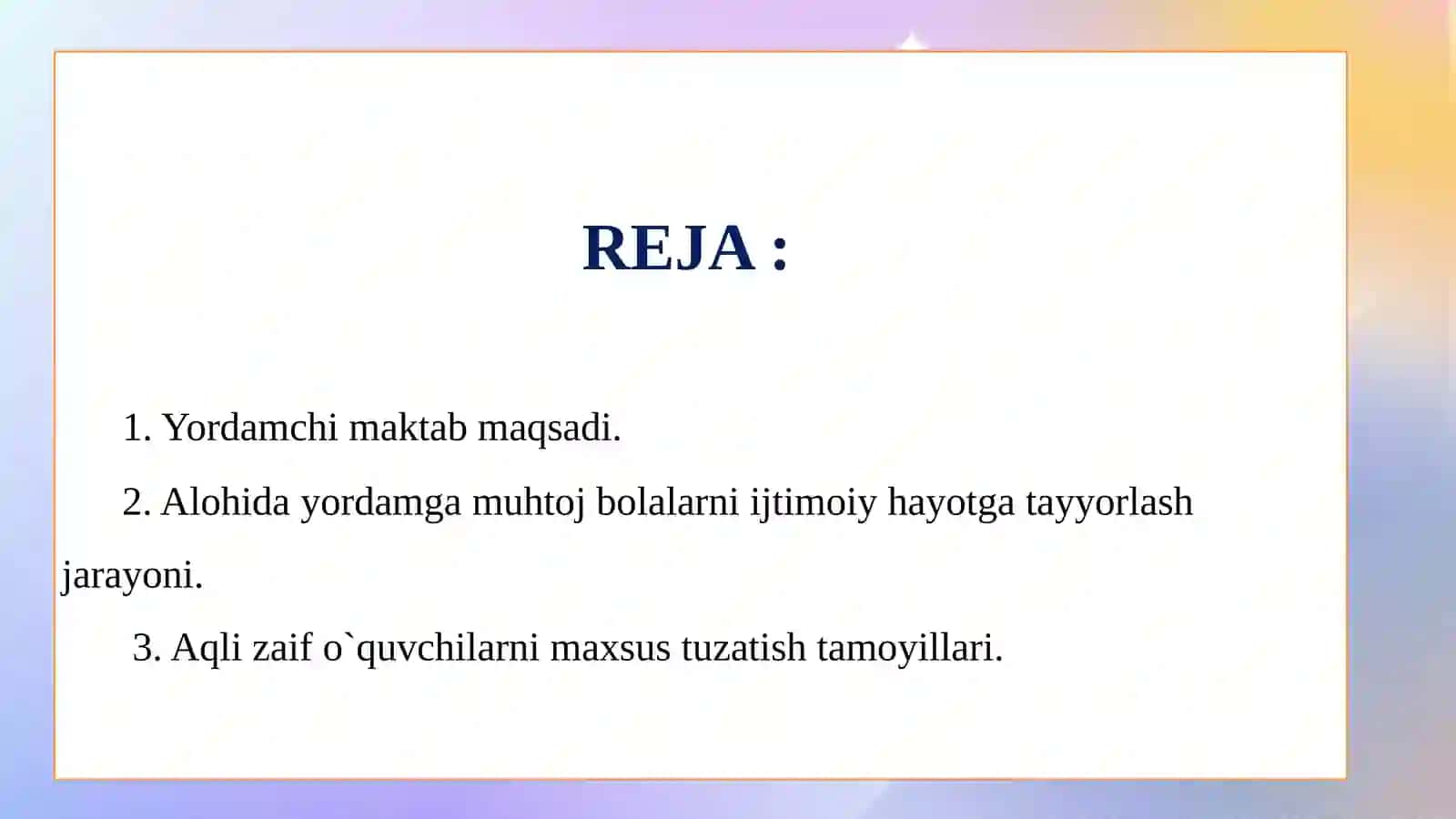 Yordamchi maktabdagi ijtimoiy-maishiy hayotga yoʻnaltirish darslarini kuzatish 2