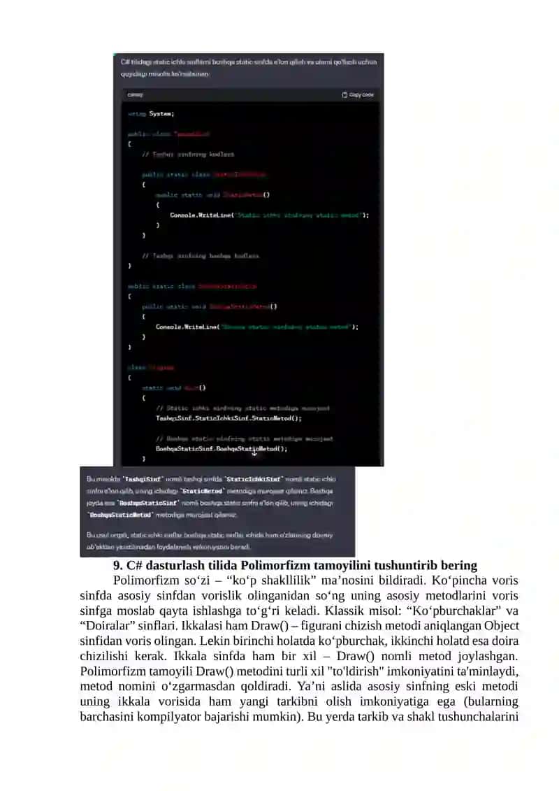 Konstruktorlarga murojaat tartibini misollar bilan tushuntiring 2