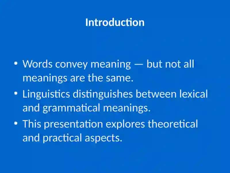 Lexical and Grammatical Meanings 2