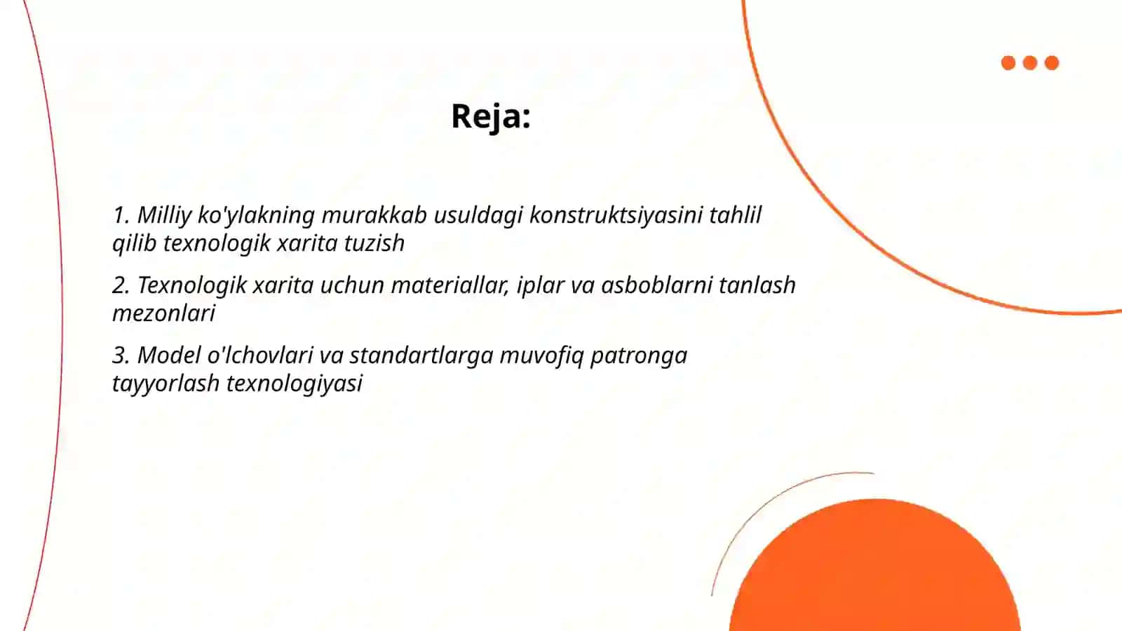 Ayollar murakkab usuldadi milliy ko'ylagi uchun texnologik xarita tuzish 2