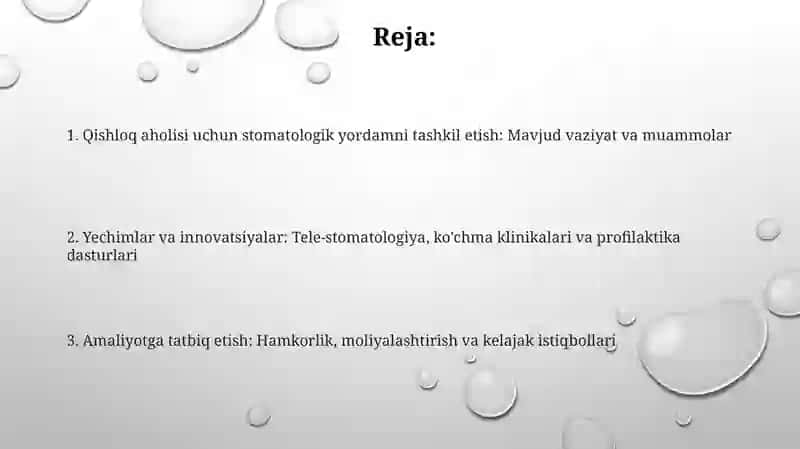 Qishloq aholisiga stomatologik yordamni tashkil etish 2
