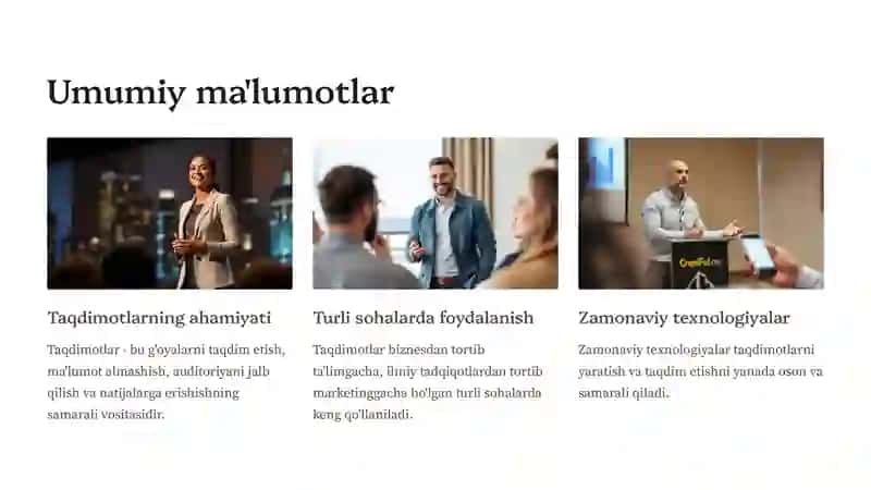 Taqdimotlarni ishlab chiqishning zamonaviy vositalari 2