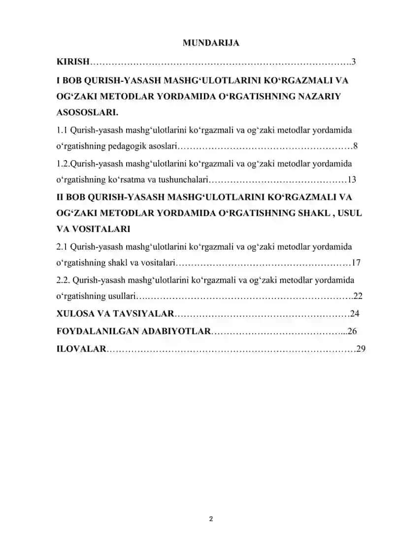 QURISH-YASASH MASHGʻULOTLARINI KOʻRGAZMALI VA OGʻZAKI METODLAR YORDAMIDA OʻRGATISHNING AHAMIYATI 2