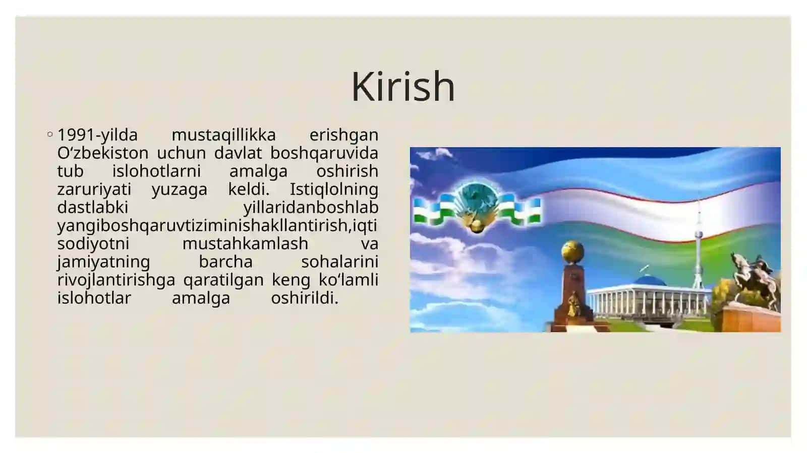Mustaqillik yillarida davlat boshqaruvi tizimida amalga oshirilgan islohotlar 2