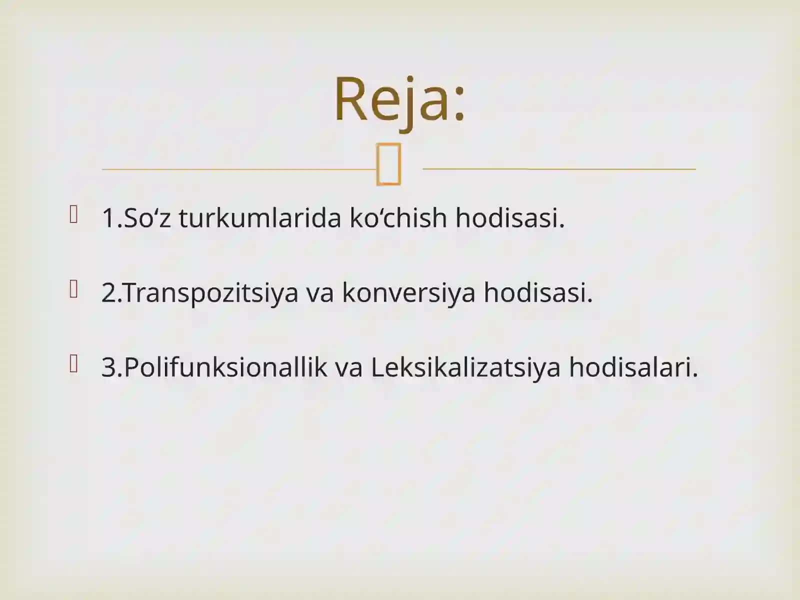 So‘z turkumlarida so‘z yasalishi. Morfemika.So‘zning morfem tarkibiga doir nazariy qarashlar tahlili. So‘z turkumlarida ko‘chish hodisasiga doir qarashlar. 2