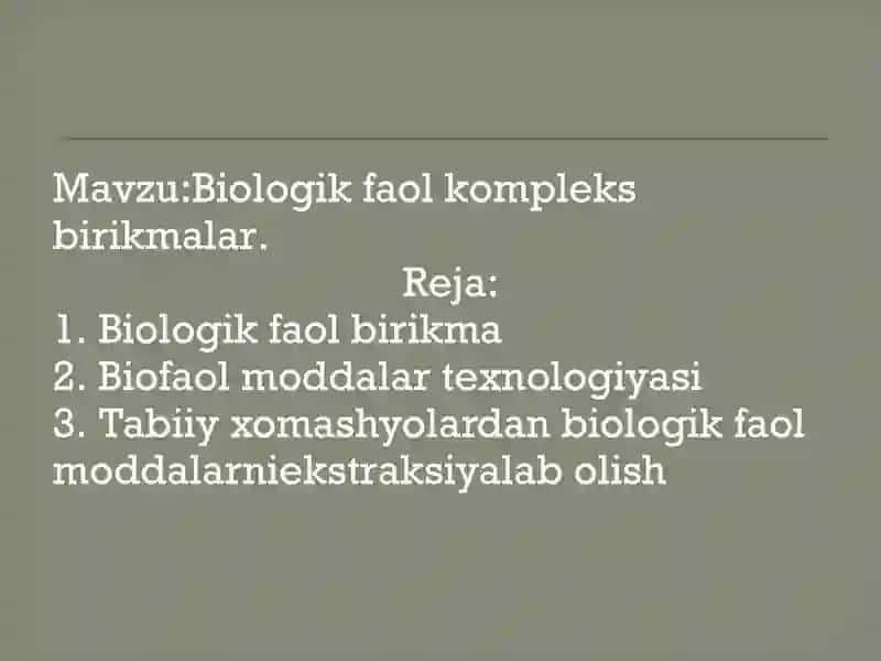Biologik faol birikma 2